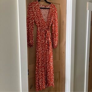 Faux Wrap Midi Dress